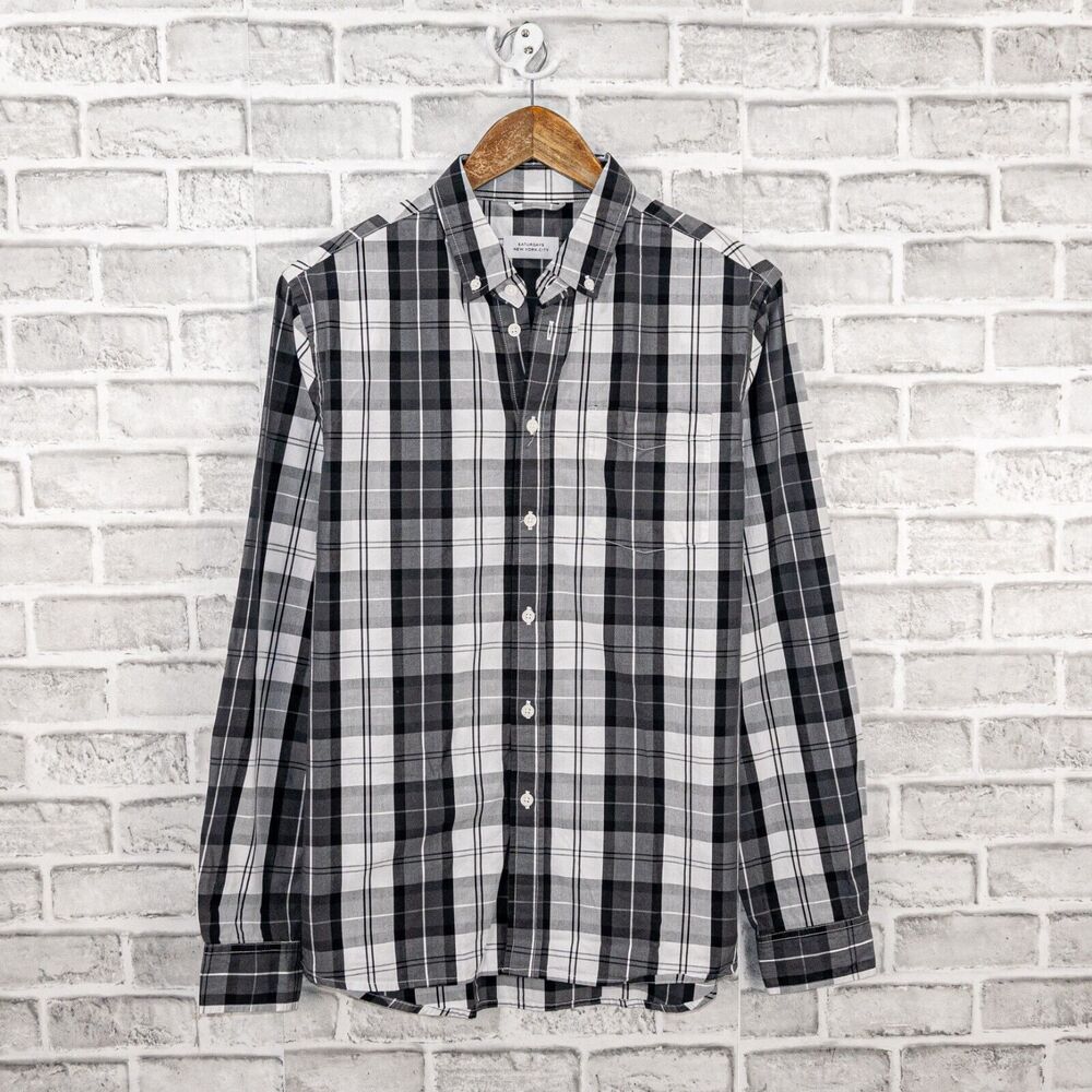 SATURDAYS NYC Long Sleeve Button Down Shirt Plaid Size M
